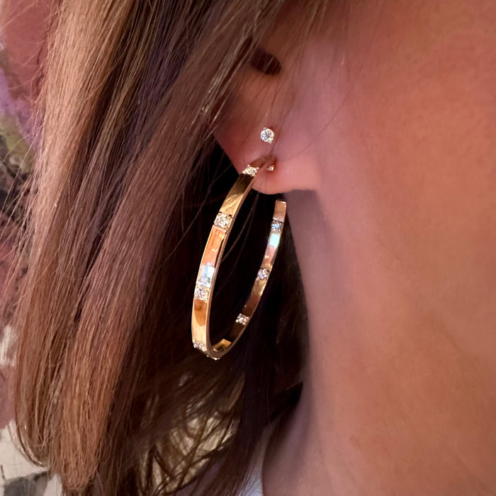 Diamond Ribbon Hoop Earrings
