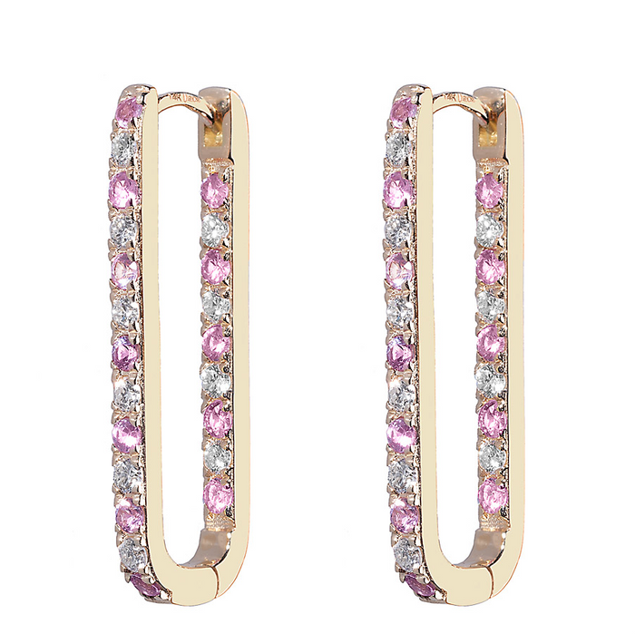 Diamond + Pink Sapphire Inside Out Large Paperclip Hoop Earring