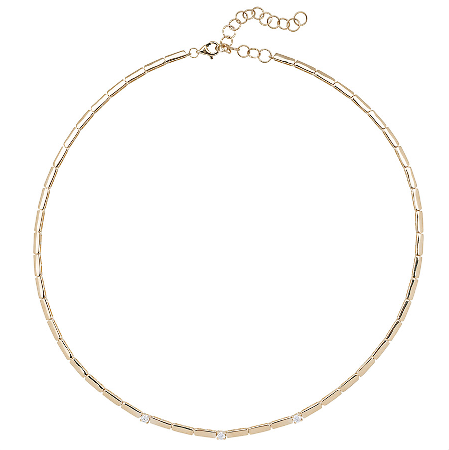 Diamond & Gold Baby Bar Necklace