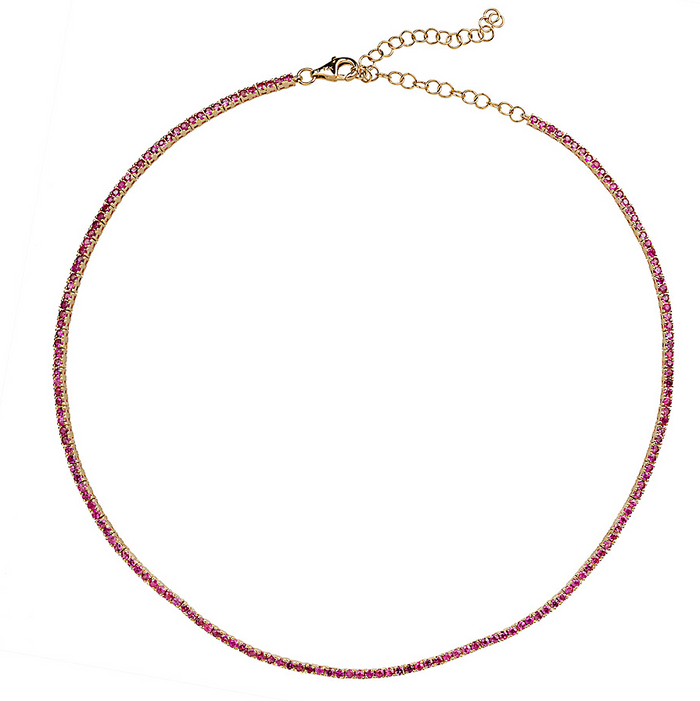 Hot Pink Sapphire Small Tennis Necklace