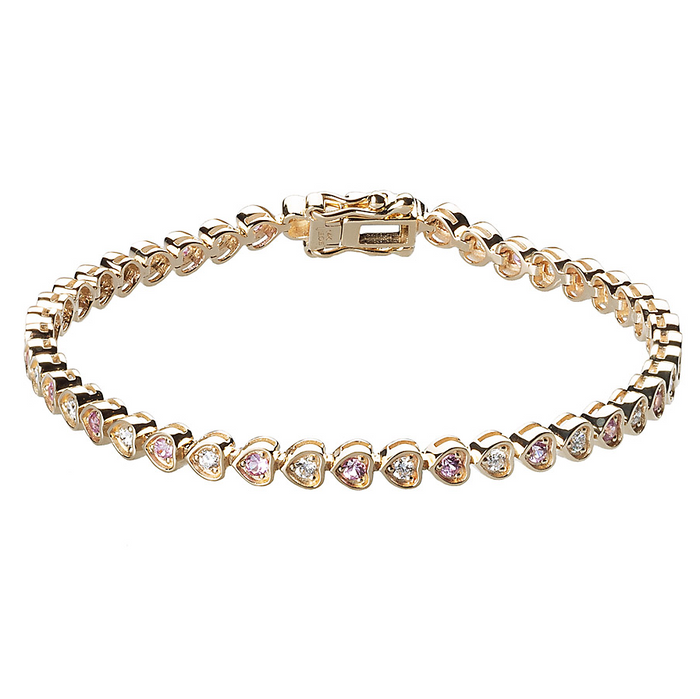 Diamond & Pink Sapphire Heart Tennis Bracelet