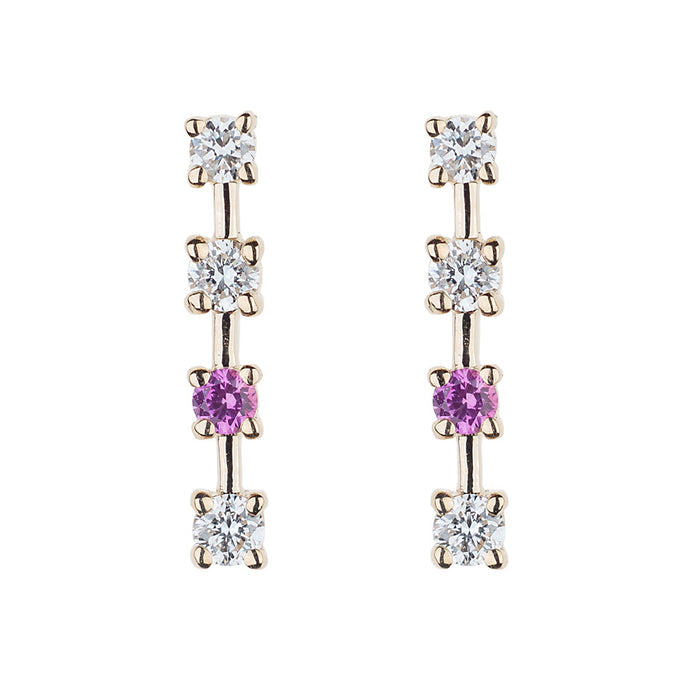 Diamond & Pink Sapphire Sparkling Sugar Stud Earring