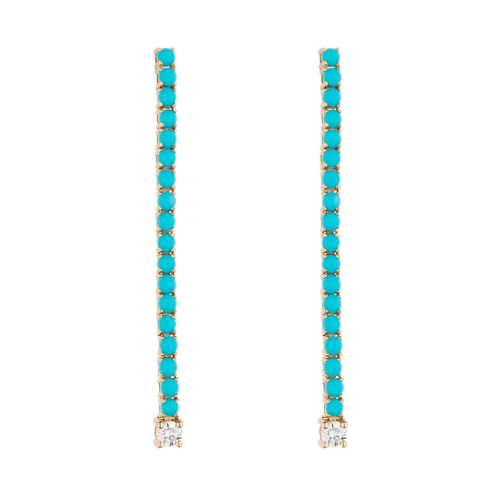 Long Turquoise & Diamond Tennis Earring