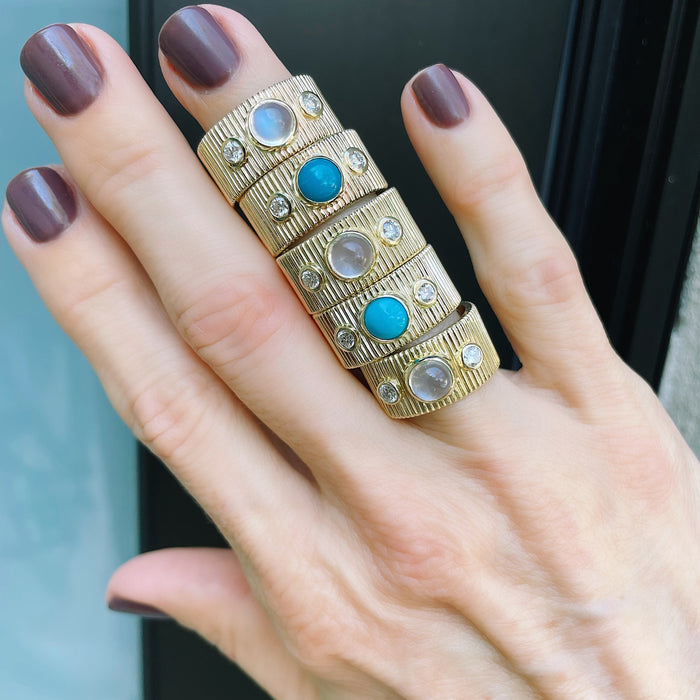 Centered Diamond & Turquoise Ring