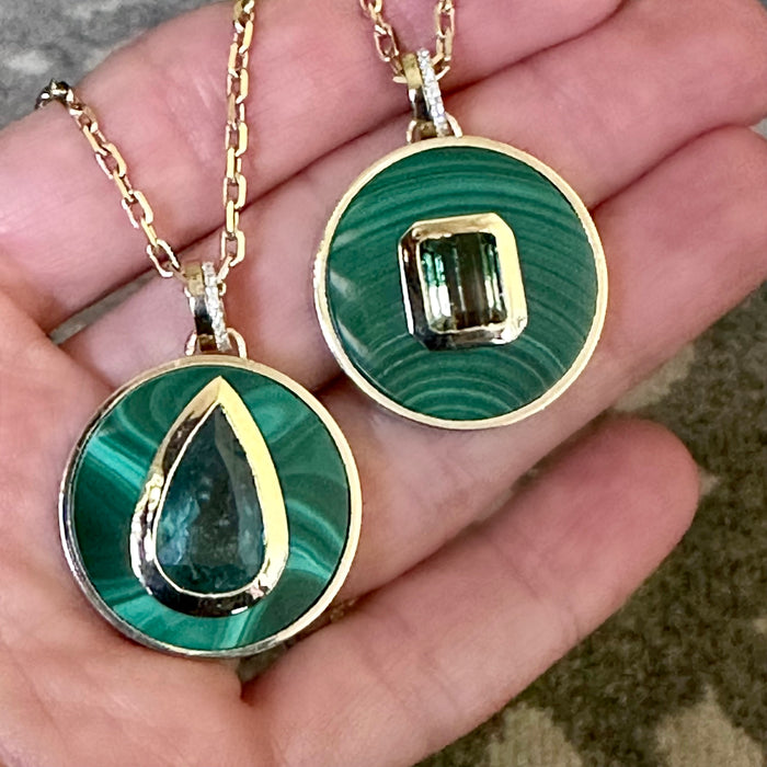Bejeweled Malachite + Green Tourmaline Necklace