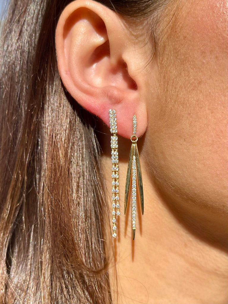 Diamond Bar Dangle Earrings