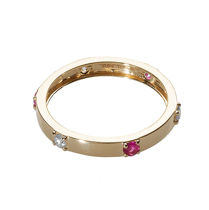 Diamond & Pink Sapphire Ribbon Ring