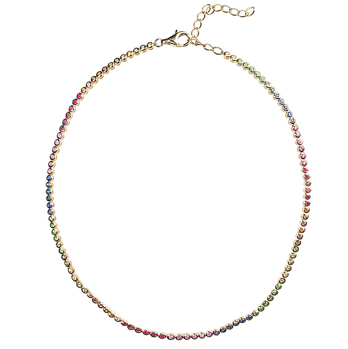 Rainbow Sapphire Bezel Tennis Necklace