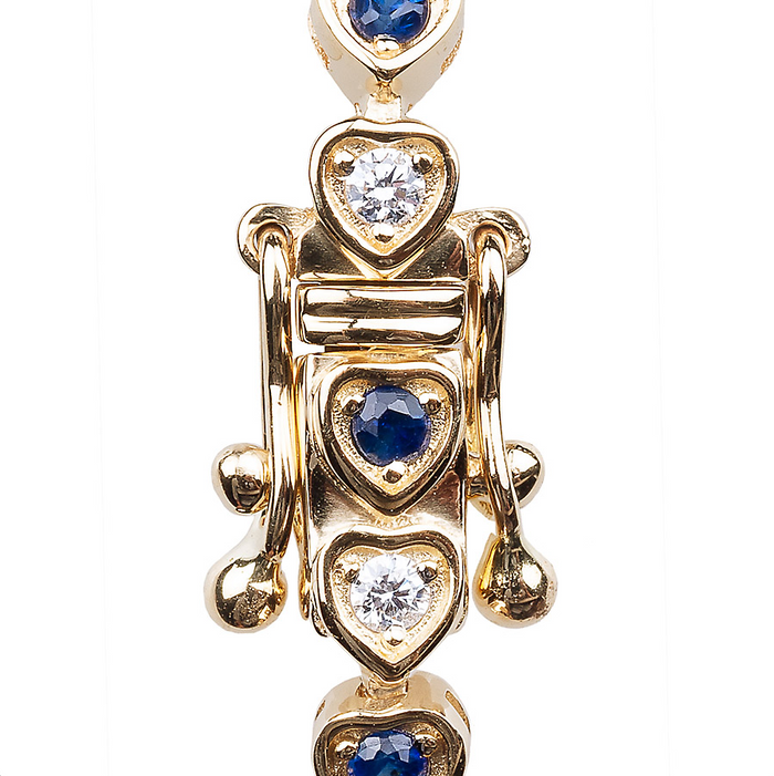 Diamond & Blue Sapphire Heart Tennis Bracelet
