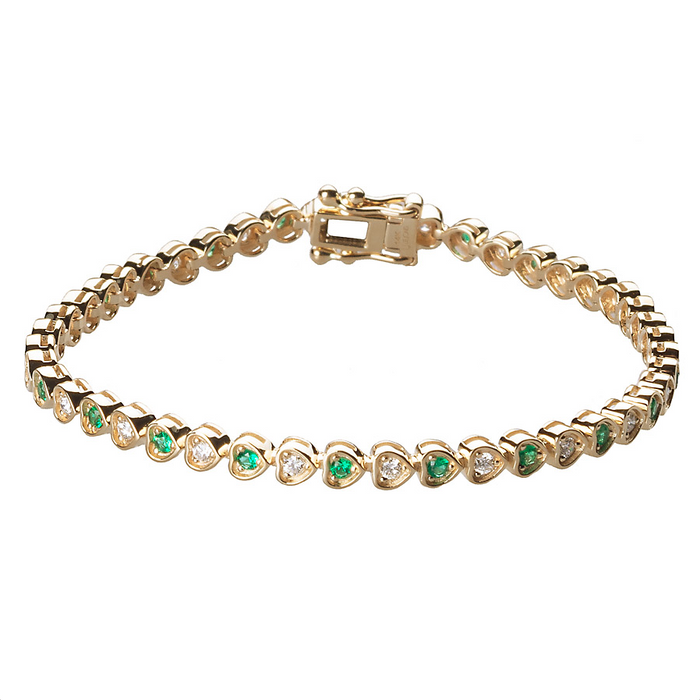 Diamond & Emerald Heart Tennis Bracelet