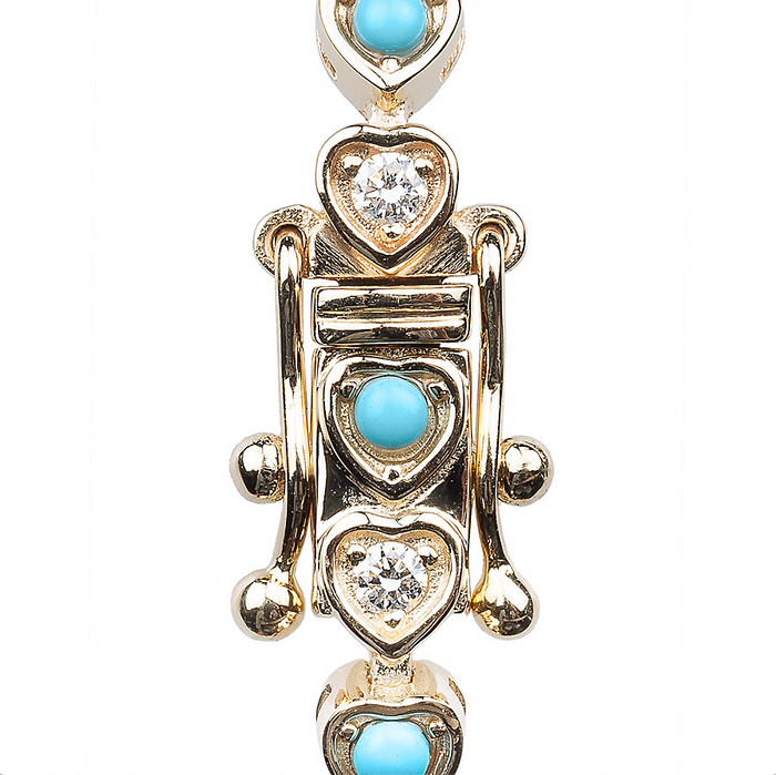 Diamond & Turquoise Heart Tennis Bracelet