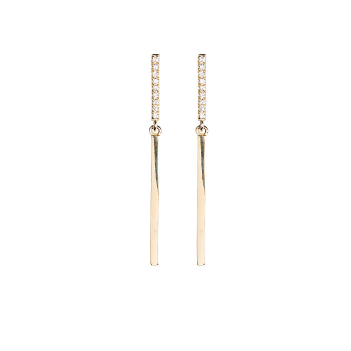 Medium Diamond + Gold Bar Earrings