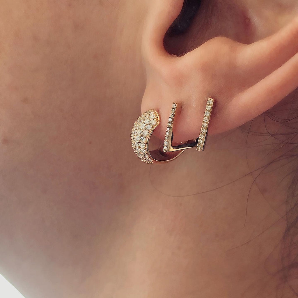 Small Diamond Bar Stud Earrings