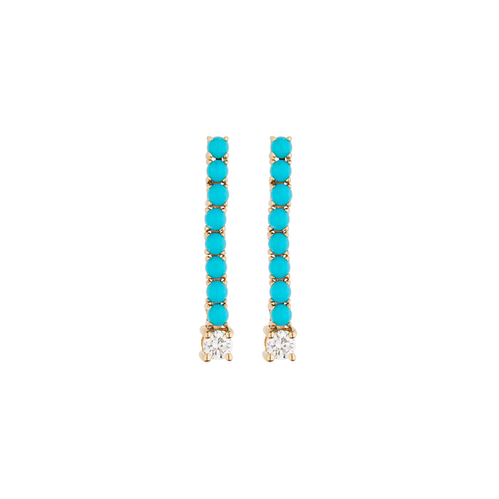 Turquoise & Diamond Tennis Earring