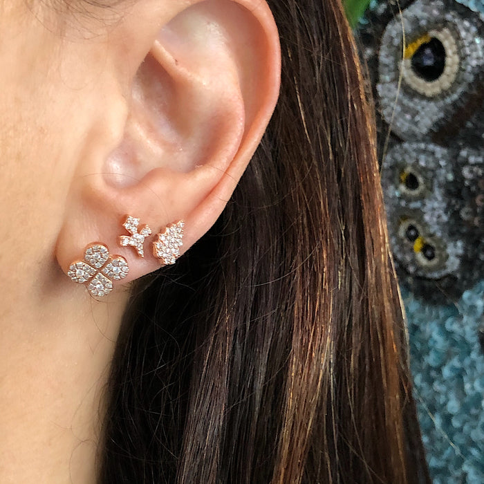 Fern Pave Diamond Stud Earrings