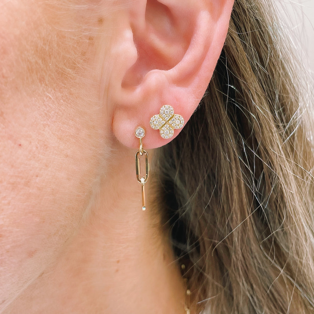 Diamond & Paperclip Chain Earring