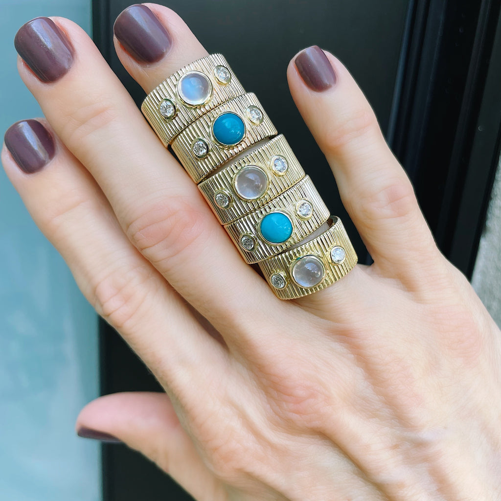Centered Diamond & Turquoise Ring