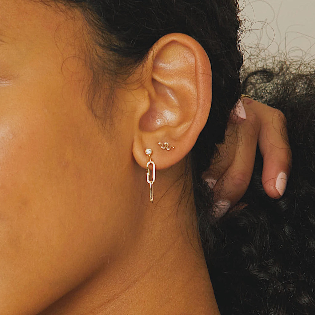 Mini Diamond Snake Stud Earring