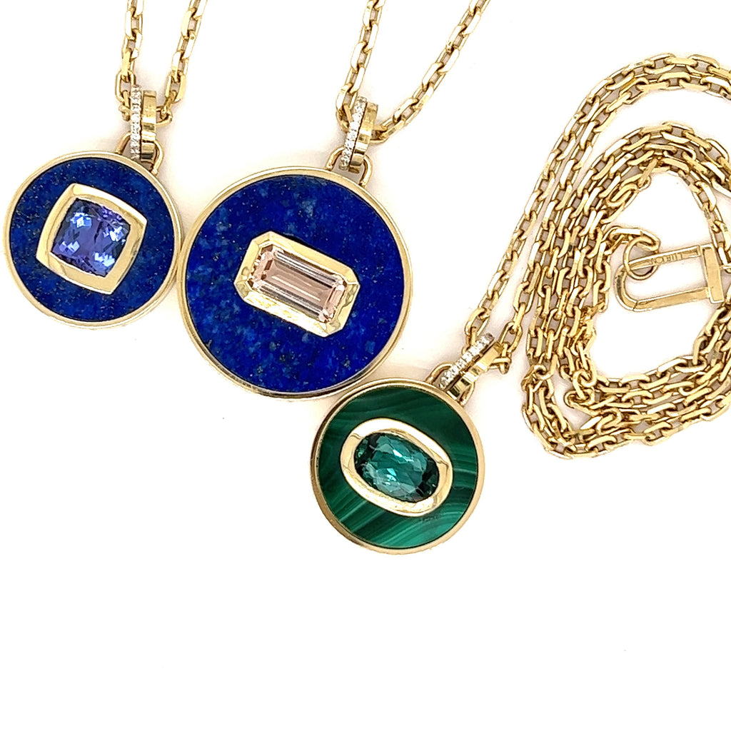 Bejeweled Malachite + Blue Green Tourmaline Necklace
