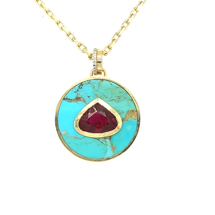 Bejeweled Turquoise + Ruby Necklace