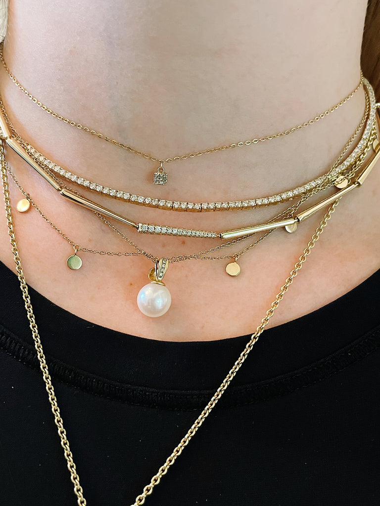 Gold & Pave Diamond Connected Necklace