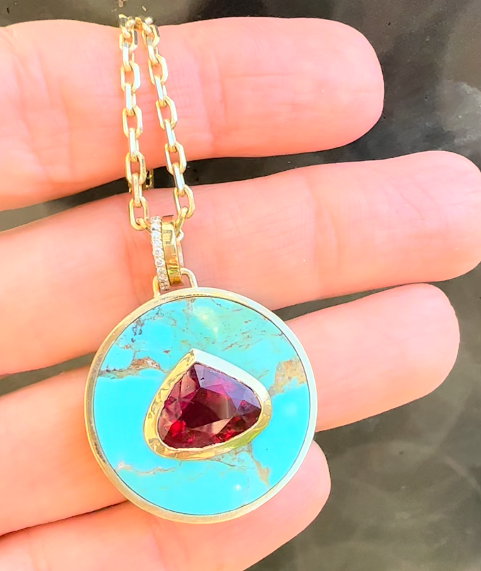 Bejeweled Turquoise + Ruby Necklace