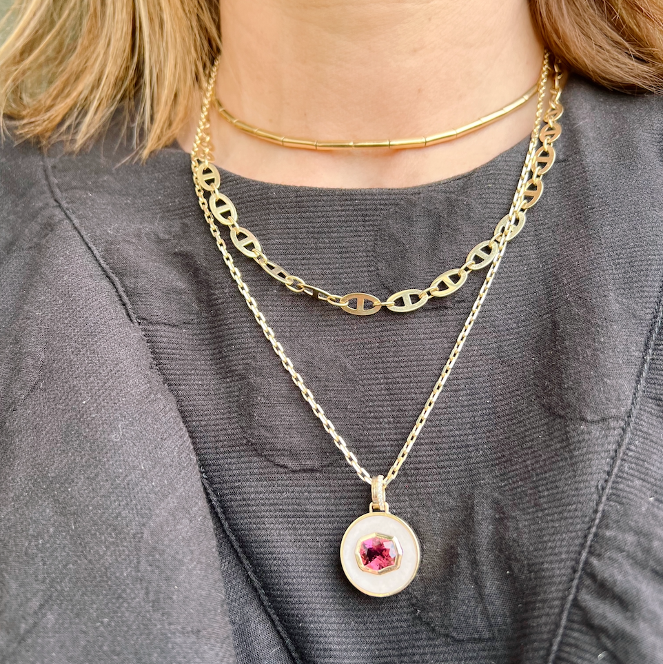 Bejeweled Pink Opal + Pink Tourmaline Necklace