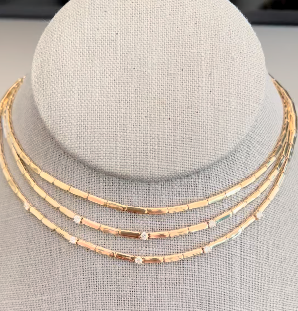 Diamond & Gold Baby Bar Necklace